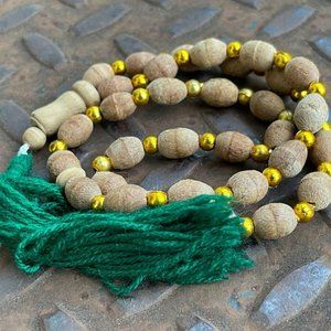 Real wood Beads Islamic Tasbeeh Prayer Beads Handmade Tasbeh tan/Gold
